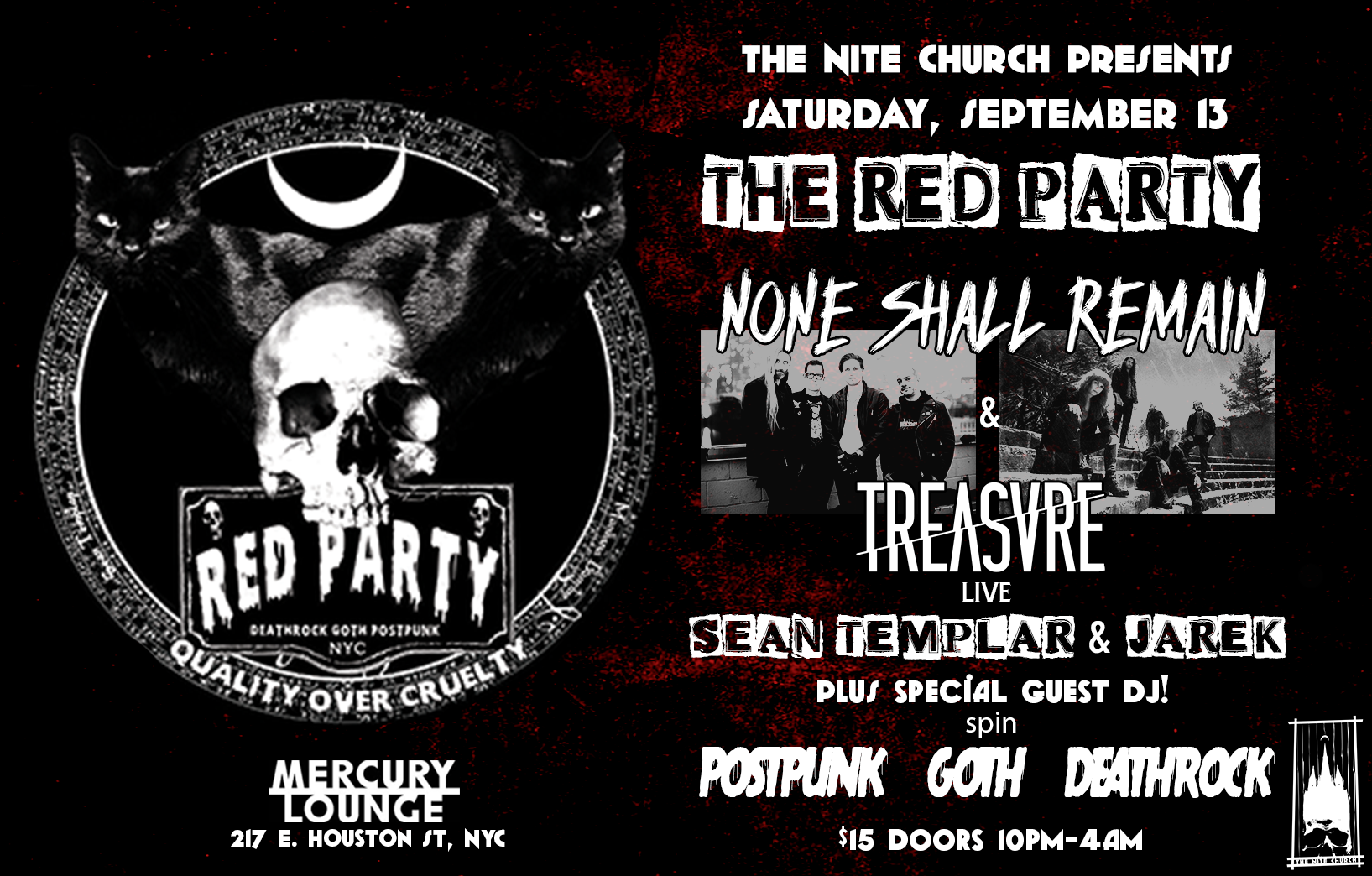 THE RED PARTY – NONE SHALL REMAIN and TREASVRE Performing Live! | Event Image